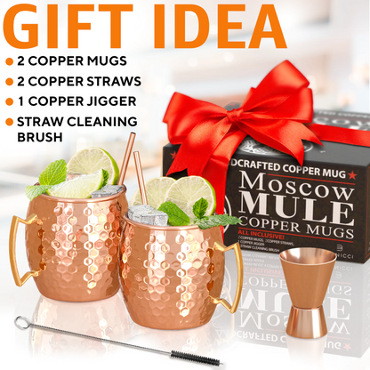 Health-Boosting Moscow Mule Copper Mugs - Set of 2