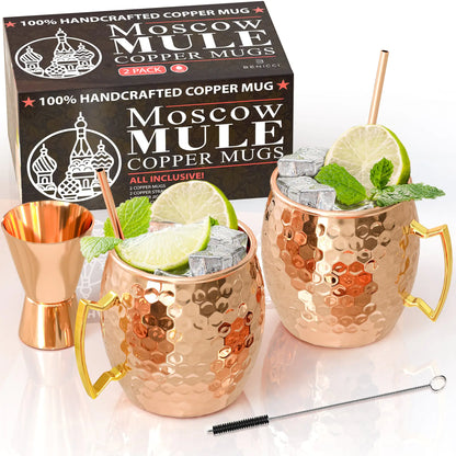 Health-Boosting Moscow Mule Copper Mugs - Set of 2