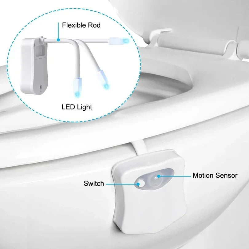 Motion Sensor LED Toilet Night Light – 16/8 Color Options