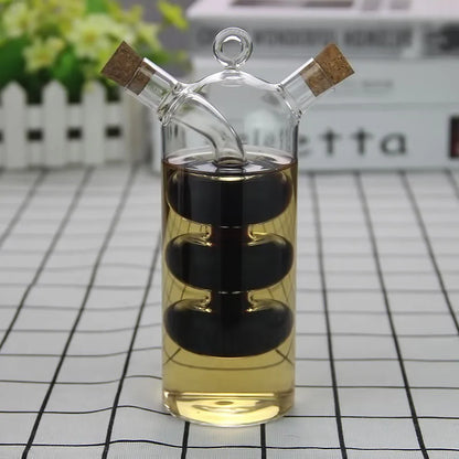 2-in-1 Double Layer  Oil Vinegar Glass Bottle