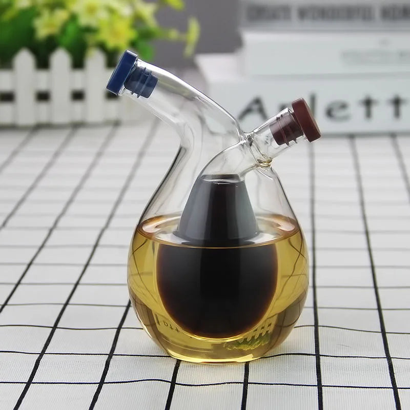 2-in-1 Double Layer  Oil Vinegar Glass Bottle