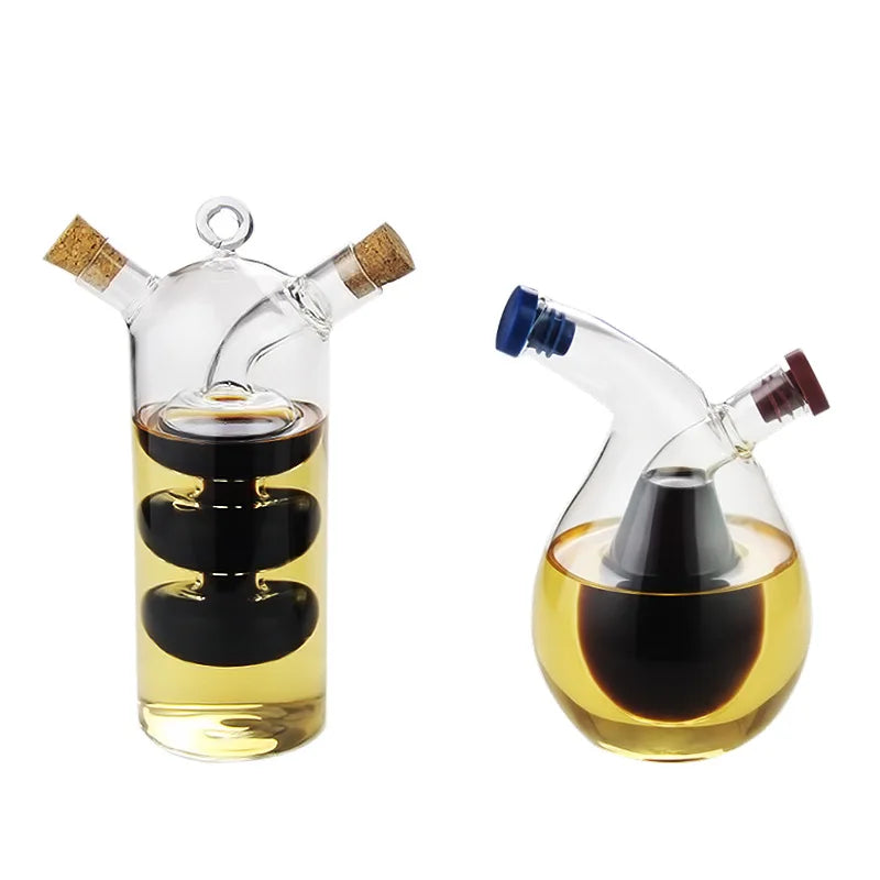 2-in-1 Double Layer  Oil Vinegar Glass Bottle