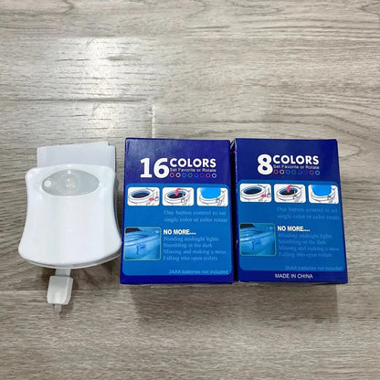 Motion Sensor LED Toilet Night Light – 16/8 Color Options