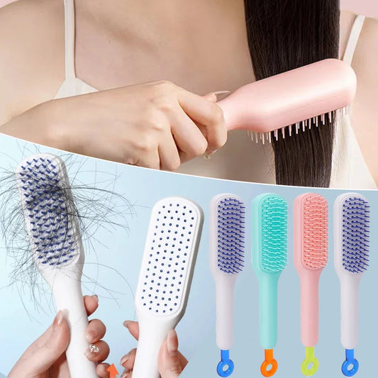 Portable Telescopic Comb Scalp Massage Brush Self-Cleaning Anti-Static Hair Comb Easy Cleaning Hair Brush Hairdressing Tool